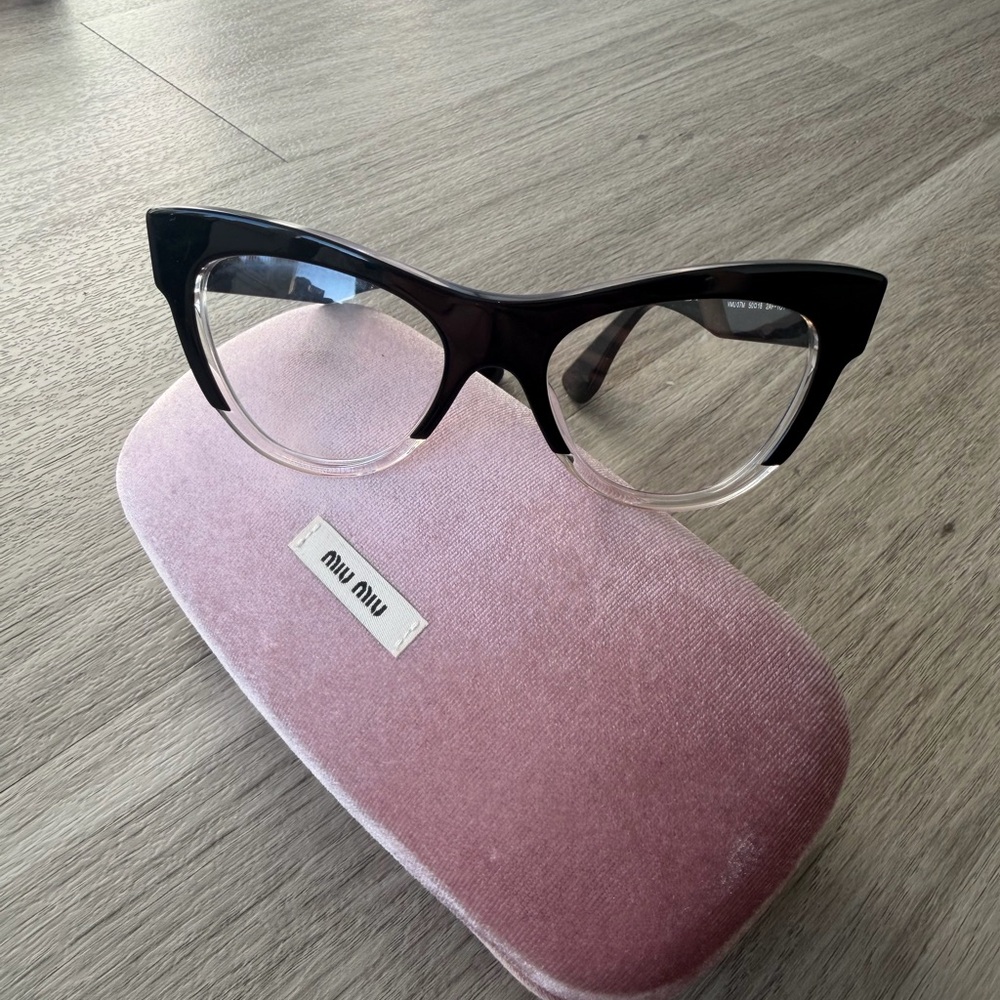 Miu Miu Black and Clear Cat-Eye Glasses